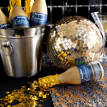 Gouden Confetti Kanon Champagne 20,5cm van Partydeco koop je bij Partywinkel