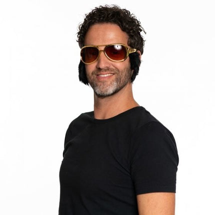 Gouden Elvisbril Bakkebaarden van Partychimp koop je bij Partywinkel