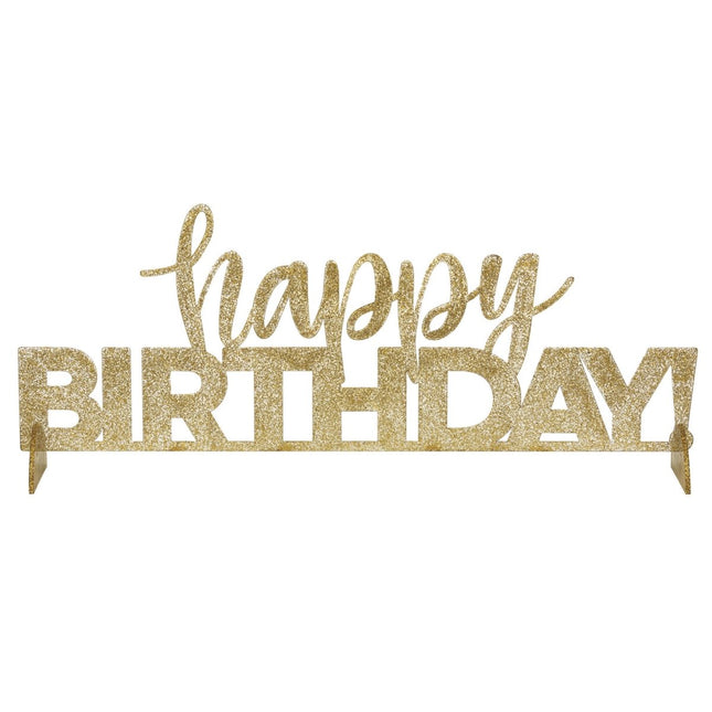 Gouden Happy Birthday Tafeldecoratie Glitter van Unique koop je bij Partywinkel
