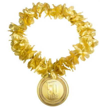 Gouden Hawaii Krans 50 Jaar van Folat koop je bij Partywinkel