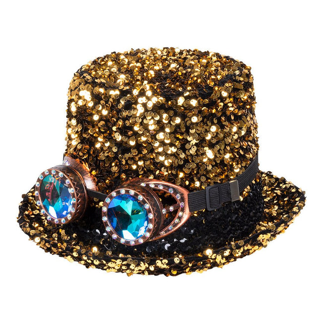 Gouden Hoed Glitters Met Bril van Boland koop je bij Partywinkel