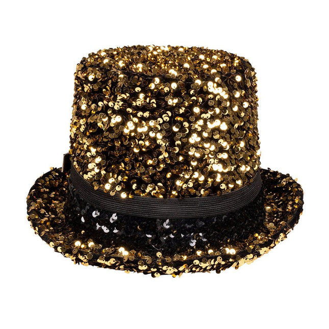 Gouden Hoed Glitters Met Bril van Boland koop je bij Partywinkel
