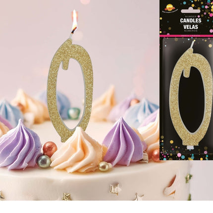 Gouden Kaars 0 Jaar Glitter 12,5cm van Fiestas Guirca koop je bij Partywinkel