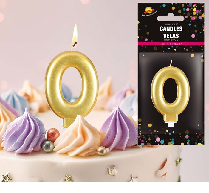Gouden Kaars 0 Jaar Metallic 8cm van Fiestas Guirca koop je bij Partywinkel