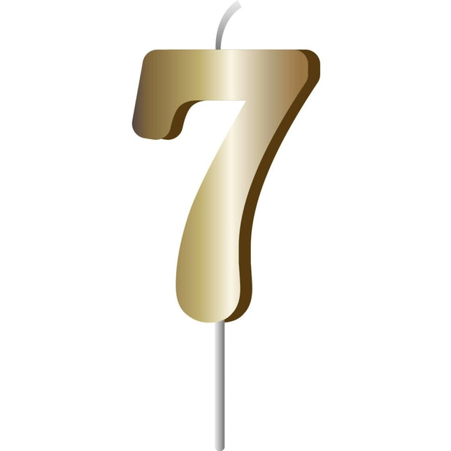 Gouden Kaars 7 Jaar 7cm van Folat koop je bij Partywinkel