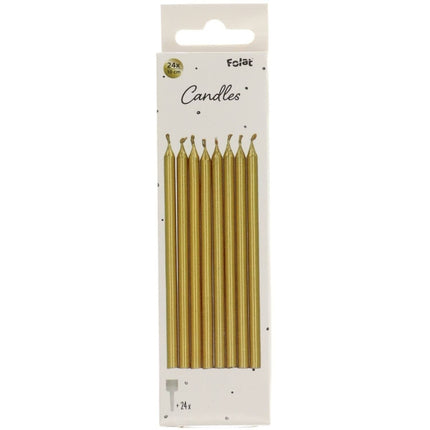 Gouden Kaarsen 10cm 12st van Folat koop je bij Partywinkel