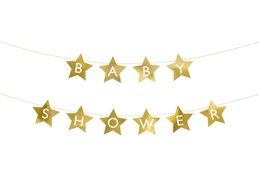 Gouden Slinger Babyshower Sterren 2,9m van Partydeco koop je bij Partywinkel