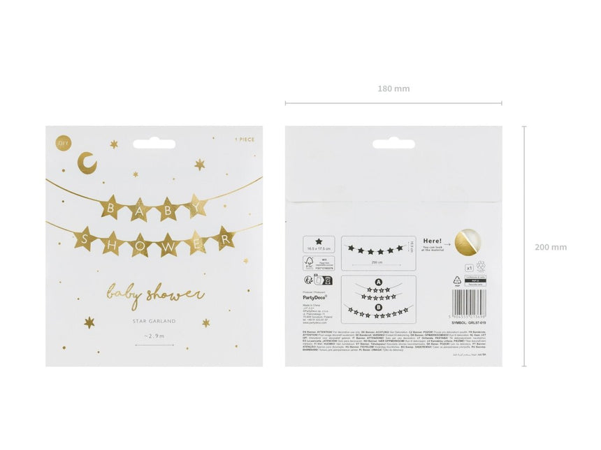 Gouden Slinger Babyshower Sterren 2,9m van Partydeco koop je bij Partywinkel