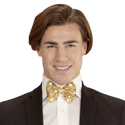 Gouden Strik Pailletten Met Licht van Widmann koop je bij Partywinkel