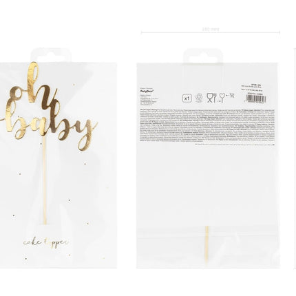 Gouden Taarttopper Oh Baby 25cm van Partydeco koop je bij Partywinkel