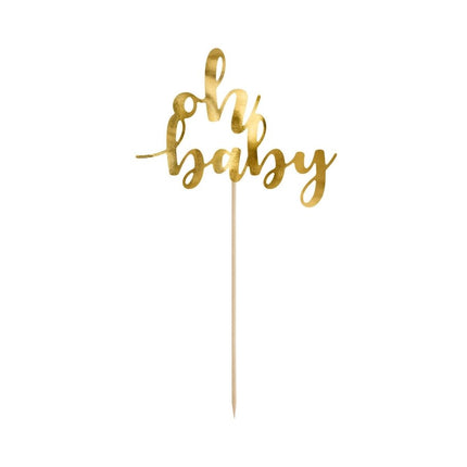 Gouden Taarttopper Oh Baby 25cm van Partydeco koop je bij Partywinkel
