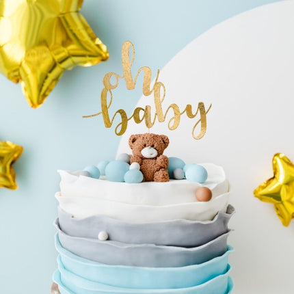 Gouden Taarttopper Oh Baby 25cm van Partydeco koop je bij Partywinkel
