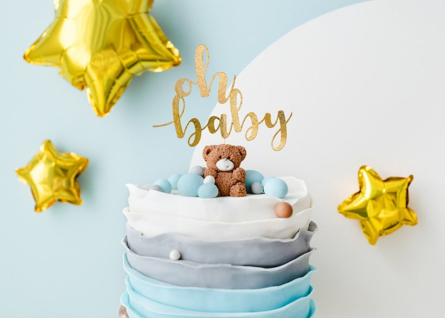 Gouden Taarttopper Oh Baby 25cm van Partydeco koop je bij Partywinkel
