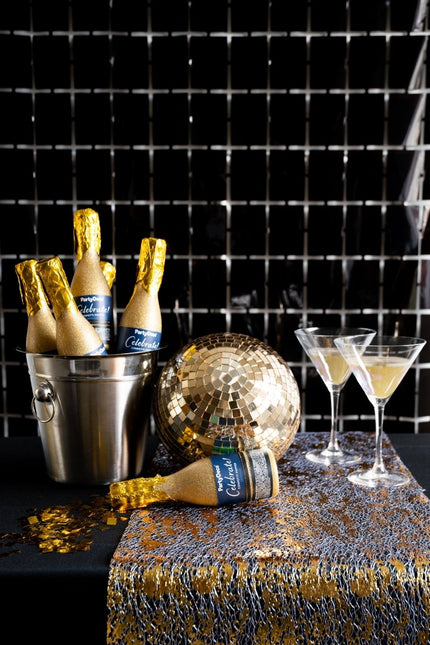 Gouden Tafelloper Tule Doorzichtig 9m van Partydeco koop je bij Partywinkel