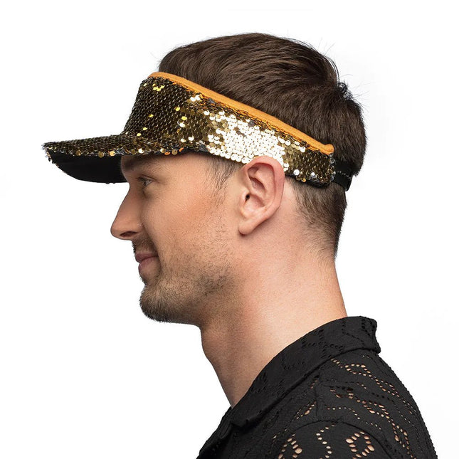 Gouden Zonneklep Pailletten van Boland koop je bij Partywinkel