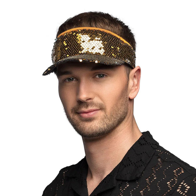 Gouden Zonneklep Pailletten van Boland koop je bij Partywinkel