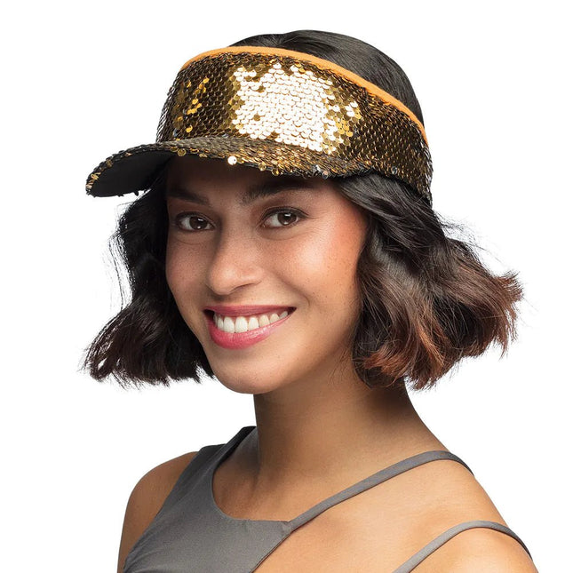 Gouden Zonneklep Pailletten van Boland koop je bij Partywinkel