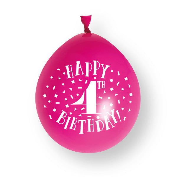 10 stuks Happy 4th Birthday 23cm latex ballonnen