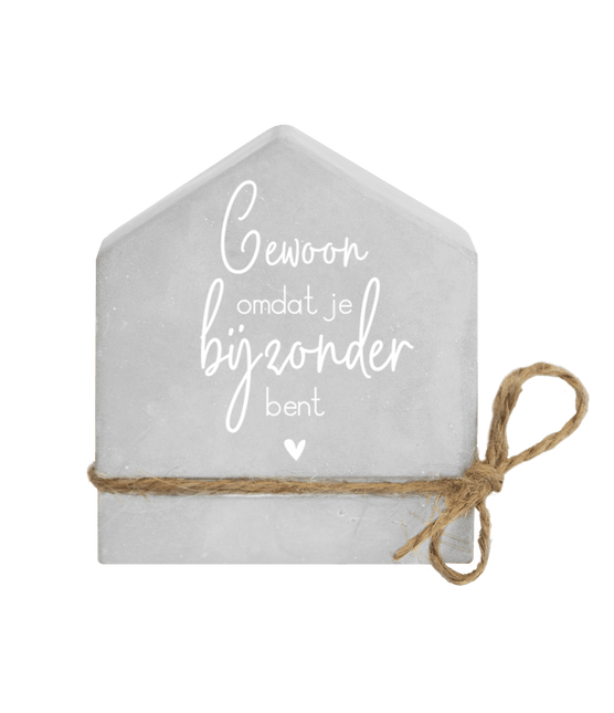 Grijze Cement Huisje Bijzonder 8cm van Paper Dreams koop je bij Partywinkel