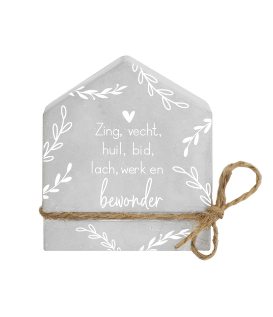 Grijze Cement Huisje Zing, Vecht 8cm van Paper Dreams koop je bij Partywinkel