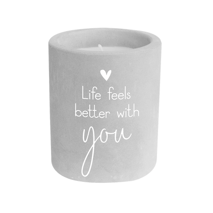 Grijze Cement Kaars Better With You 8cm van Paper Dreams koop je bij Partywinkel