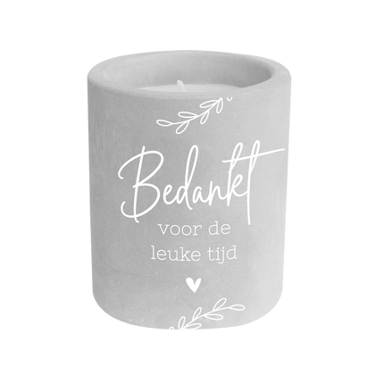 Grijze Cement Kaars Leuke Tijd 8cm van Paper Dreams koop je bij Partywinkel