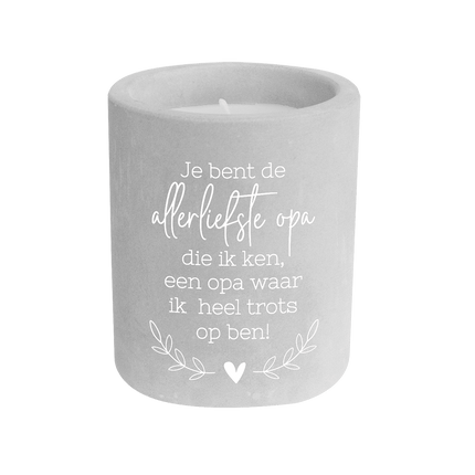 Grijze Cement Kaars Opa 8cm van Paper Dreams koop je bij Partywinkel