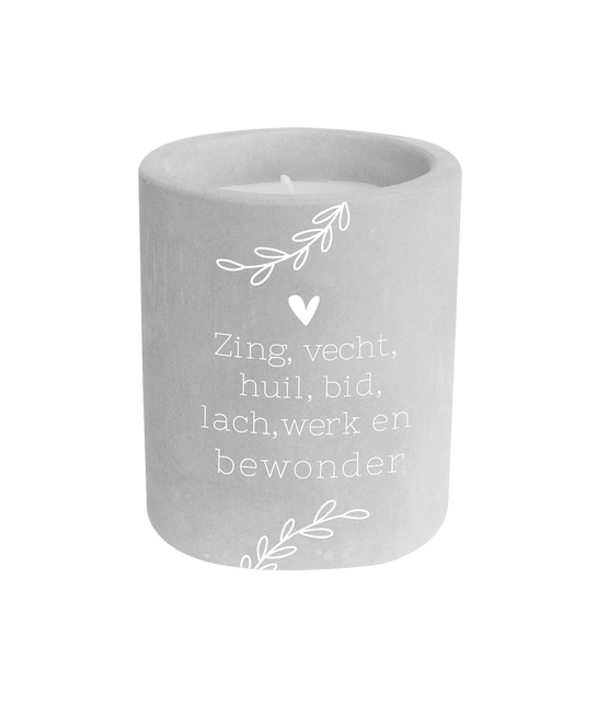 Grijze Cement Kaars Zing, Vecht 8cm van Paper Dreams koop je bij Partywinkel
