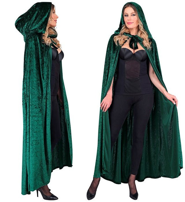 Groen Fluwelen Cape Met Kap 140cm van Widmann koop je bij Partywinkel