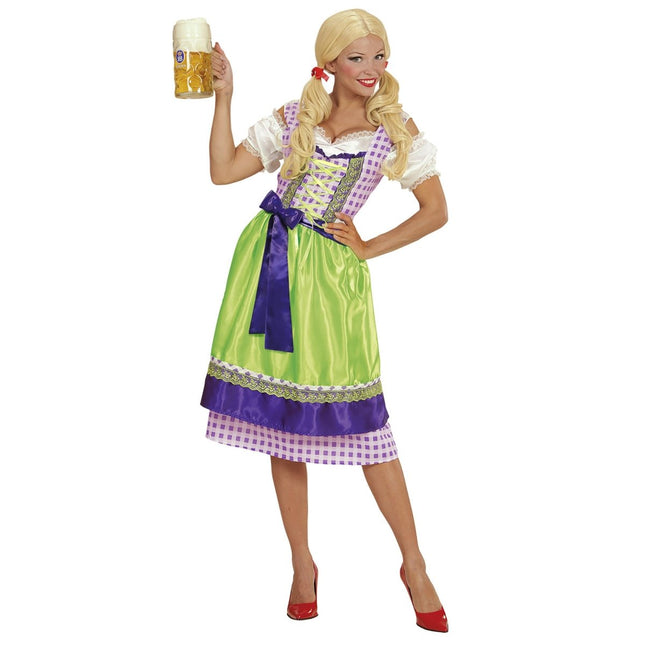 Groen Paarse Dirndl Jurk Oktoberfest Dames van Widmann koop je bij Partywinkel