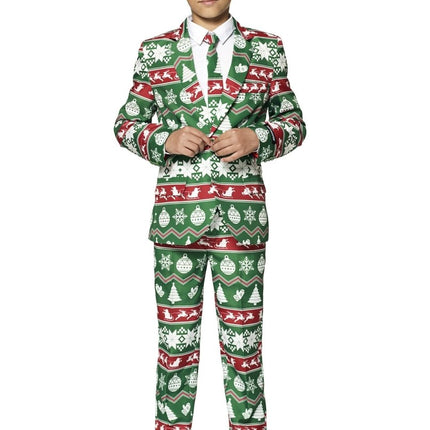 Groen Pak Kerstmis Kind van Suitmeister koop je bij Partywinkel