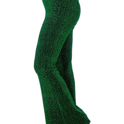 Groene Broek Dames Flared Glitter van Wilbers & Wilbers koop je bij Partywinkel