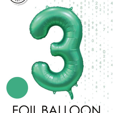 Groene Cijfer Ballon 3 Jaar Glans 86cm van WeFiesta koop je bij Partywinkel