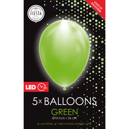 Groene Led Ballonnen 26cm 5st van WeFiesta koop je bij Partywinkel