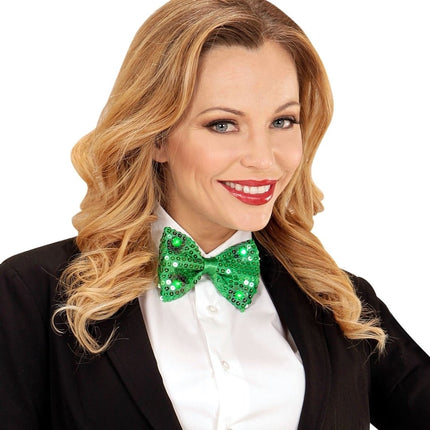 Groene Strik Pailletten Met Licht van Widmann koop je bij Partywinkel