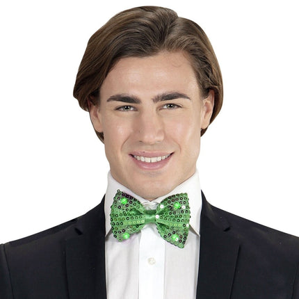 Groene Strik Pailletten Met Licht van Widmann koop je bij Partywinkel