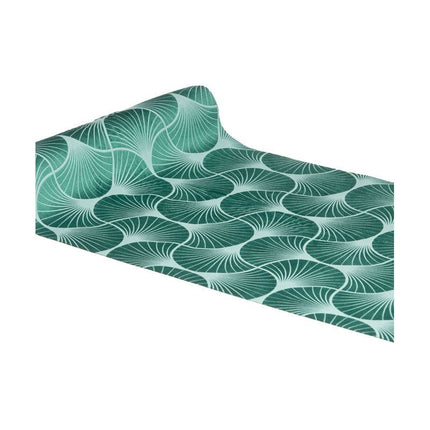 Groene Tafelloper Gingko Print 3m van CHAKS koop je bij Partywinkel