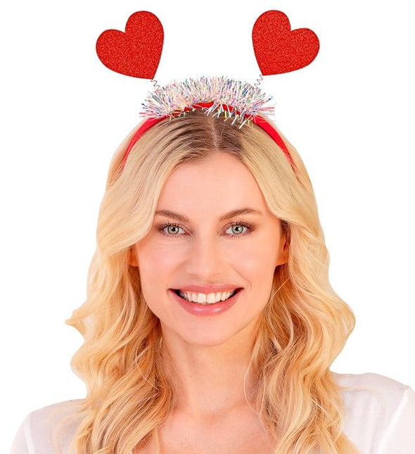 Haarband Hartjes Glitter Rood van Widmann koop je bij Partywinkel