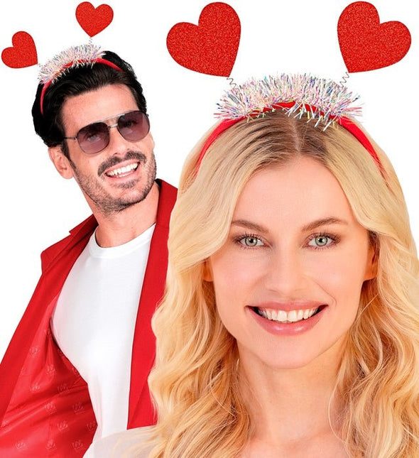 Haarband Hartjes Glitter Rood van Widmann koop je bij Partywinkel