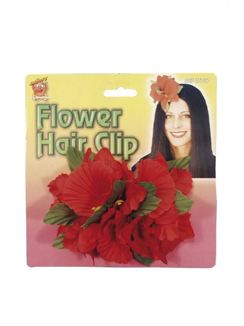 Haarbloem Rood Deluxe 14cm van Smiffys koop je bij Partywinkel