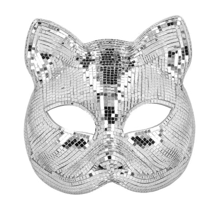Halfmasker Disco cat zilver van Boland koop je bij Partywinkel