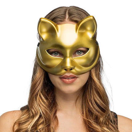 Halfmasker Kitty goud van Boland koop je bij Partywinkel