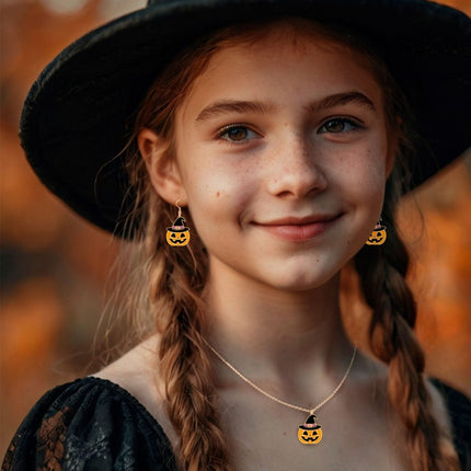 Halloween Accessoireset Oranje Ketting En Oorbellen Pompoen van Fiestas Guirca koop je bij Partywinkel