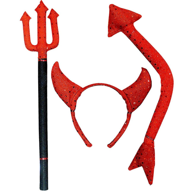 Halloween Accessoireset Rood Zwart Duivel 3 delig van Widmann koop je bij Partywinkel