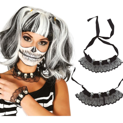 Halloween Armband En Choker Doodskop van Fiestas Guirca koop je bij Partywinkel