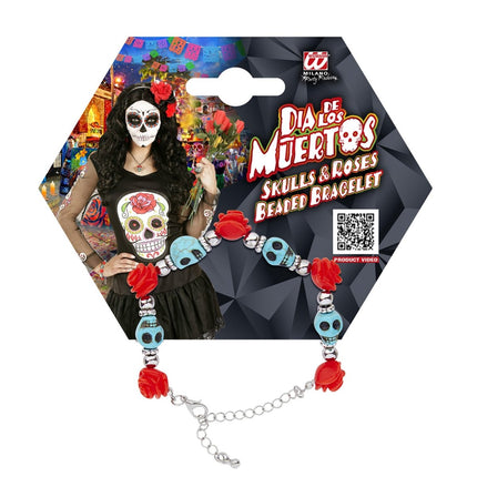 Halloween Armband Rood Blauw Schedel van Widmann koop je bij Partywinkel