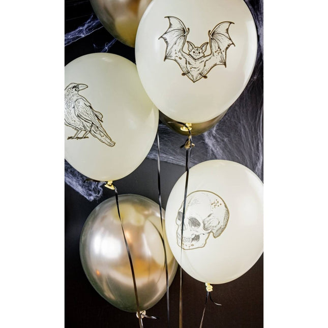 Halloween Ballonnen Wit Zilver 33cm 6st van Folat koop je bij Partywinkel