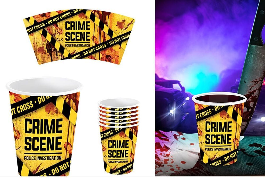 Halloween Bekers Geel Crime Scene van Fiestas Guirca koop je bij Partywinkel
