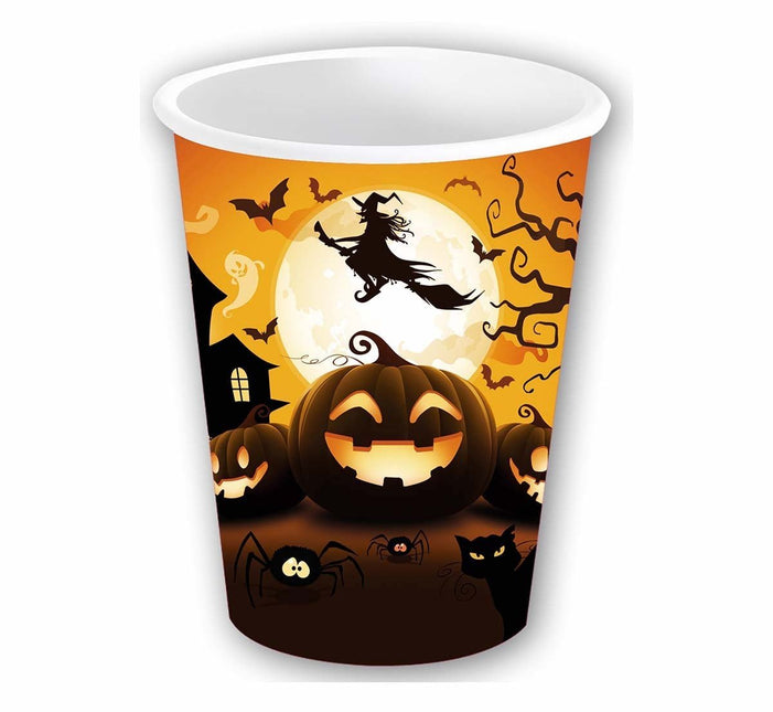 Halloween Bekers Pompoen 240ml 6st van Fiestas Guirca koop je bij Partywinkel