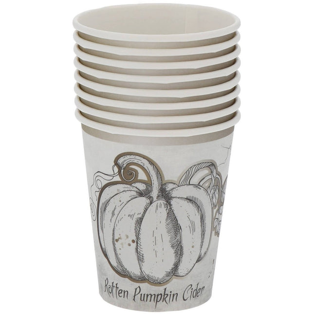 Halloween Bekers Pompoen 250ml 8st van Folat koop je bij Partywinkel